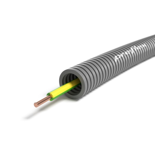 CABLEBEL - Preflex tube précâblé 16mm + VOB 6mm² vert/jaune rouleau 100m