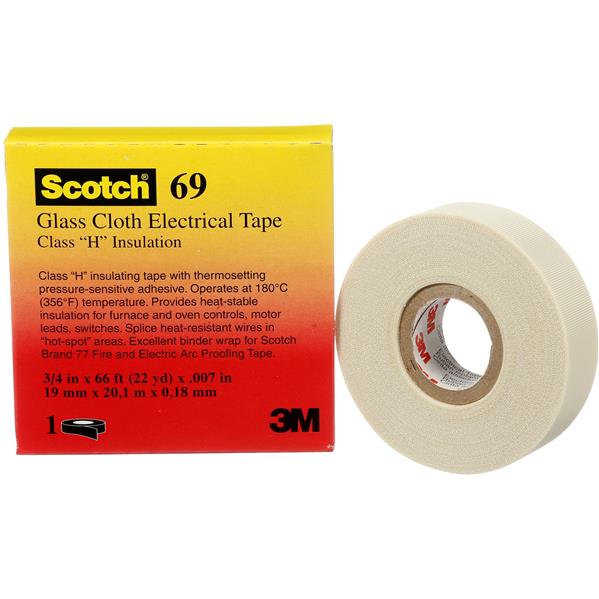 3M - 69 Scotch glasvezeltape met siliconenlijm 19mm x 33m wit