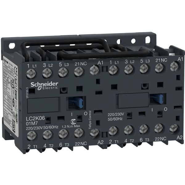TELEMECANIQUE - Contacteur inverseur 6A AC-3 - 3P 1NC - 24V AC 50...60Hz