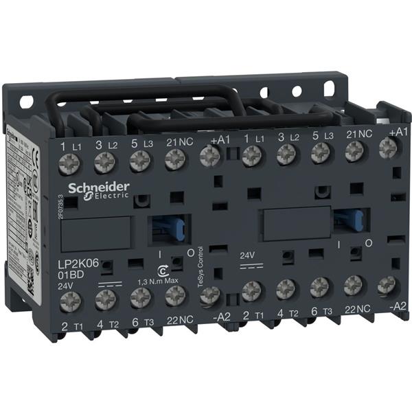 TELEMECANIQUE - Contacteur inverseur 6A AC-3 - 3P 1NC - 24V DC