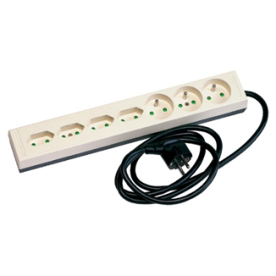 VYNCKIER - Tafelcontactdoos 3x(2P+A)16A+4x(2P-2,5A) met snoer ivoor