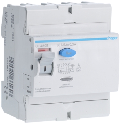HAGER - Aardlekschakelaar 4P 80A 300mA