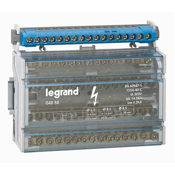 LEGRAND - Modulaire verdeelklem - 4p - 125A - 15 klemmen - 14,5 kA - 8 modules