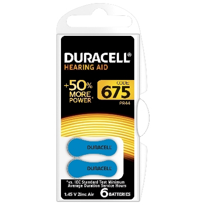 DURACELL - Batterij Specialty Hearing Aid EasyTab - 1,45V Zinc Air - maat 675, blister 6 st