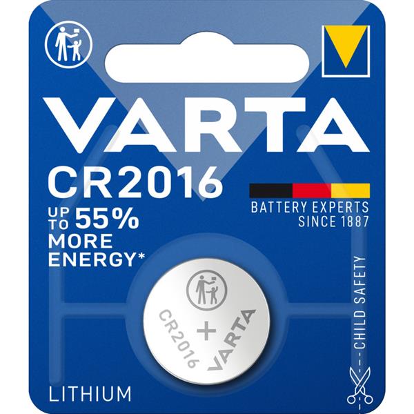 VARTA - ELECTRONICS knopcellen CR2016 Lithium 3volt 85mAh blister1