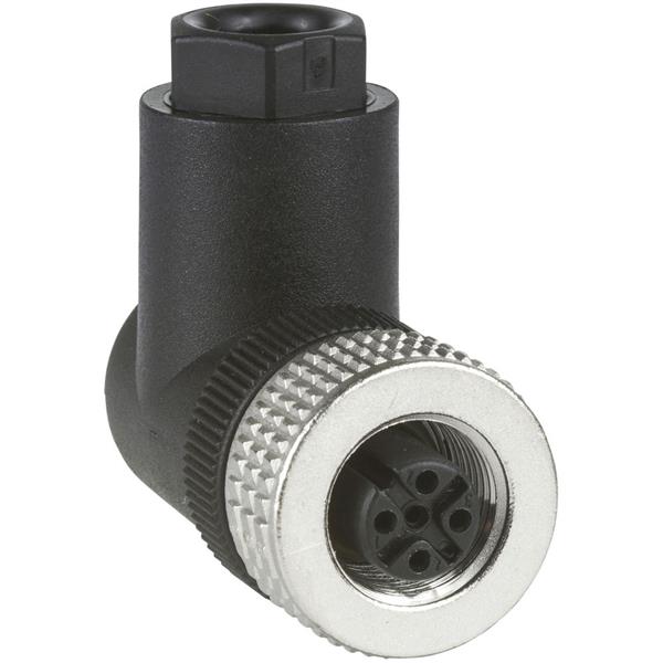 TELEMECANIQUE - connecteur nu femelle, M12, 4 broches, angle droit - presse-étoupe Pg 7