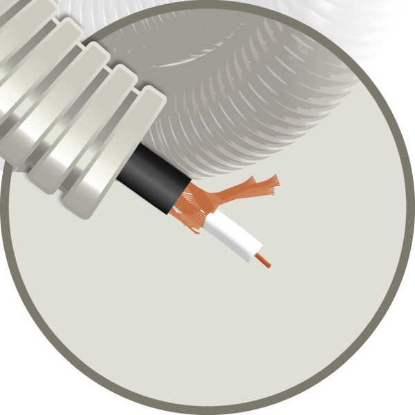 CABLEBEL - Elflex voorbedrade buis 16mm + coax 75 Ohm videofonie kabel RG59BU