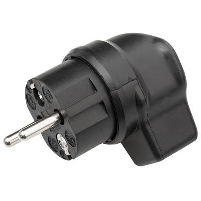 HUPPERTZ - Fiche équerre mâle caoutchouc 10/16A 250V avec terre latérale