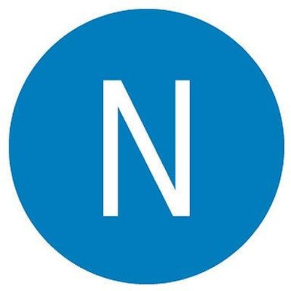 PANDUIT - Card Label, Polyester, 'N', 0.79'' dia., 10/card, 10 cards/pk, WH/BU
