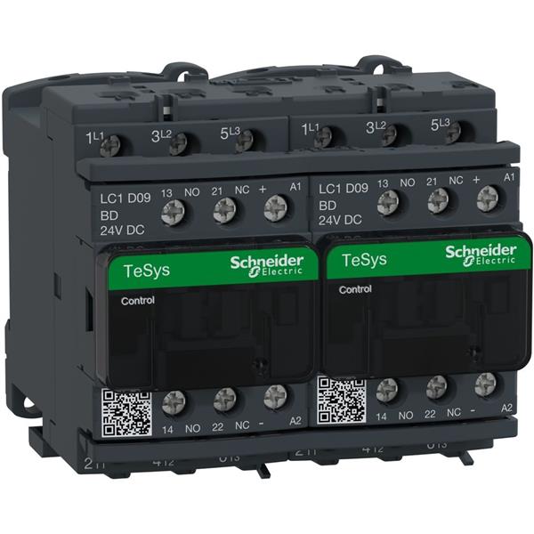 TELEMECANIQUE - Contacteur inverseur 9A AC-3 - 3P 1NO 1NC - 24V DC