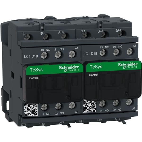 TELEMECANIQUE - Contacteur inverseur 18A AC-3 - 3P 1NO 1NC - 230V AC 50...60Hz