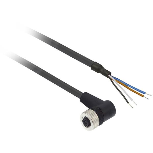 TELEMECANIQUE - connector vrouwelijk, M12, 4 pinnen, haaks, voorbedraad - kabel 10 m
