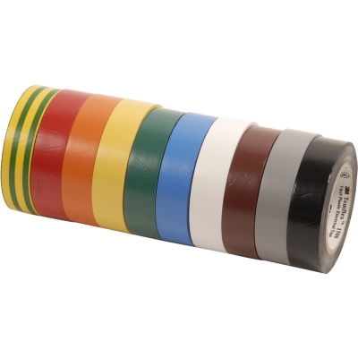 3M - Temflex 1500 ruban isolant électrique vinyl 15mm x 10m arc-en-ciel 10 couleurs