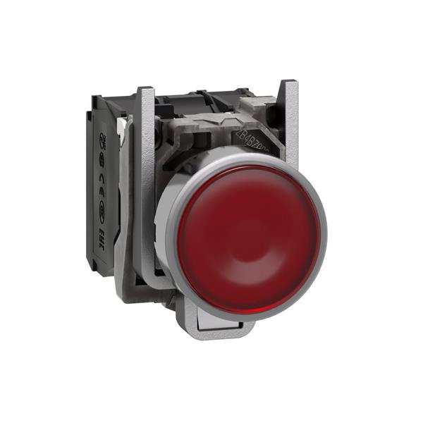 TELEMECANIQUE - Bouton-poussoir lumineux rouge Ø22 - à impulsion affleurant - 24V - 1O+1F