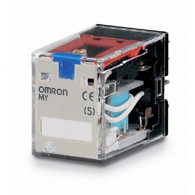 OMRON - Relais miniature, indicateur DEL, bouton de test, 24 Vc.c., 2 inverseurs, 10 A,
