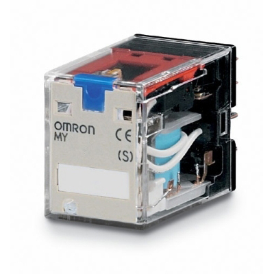 OMRON - Miniatuur relais, led-indicatie, testknop, 12 VDC, 2NO/NC, 10 A, voor aansluitv.