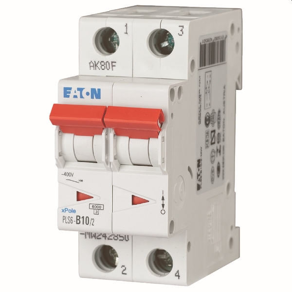 MOELLER - Disjoncteur PLS6-C10/2-MW , C 10A , 2 pôles , 6 kA