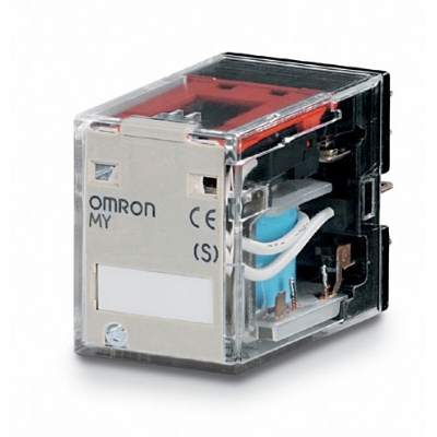 OMRON - Miniatuur relais, 48 VDC, 2 x wissel, 10 A, voor aansluitvoet