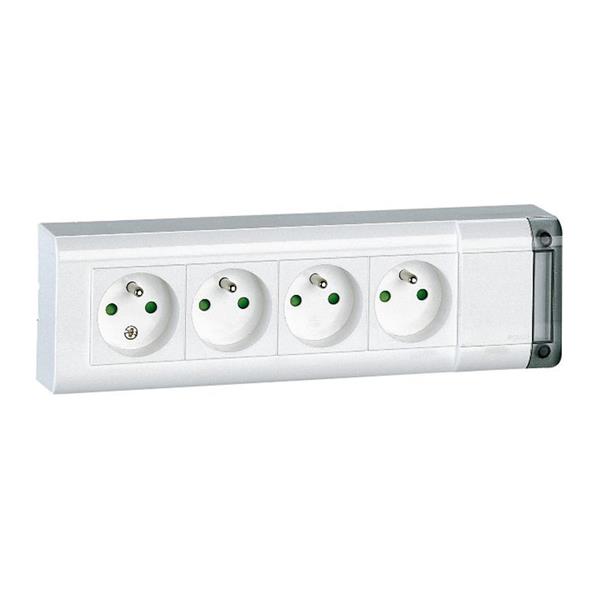 LEGRAND - Bloc multiprises 4x(2P+T)+int. 10/16A 250V blanc sans cordon