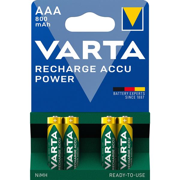 VARTA - Oplaadbare batterij READY2USE - AAA - 1,2V 800mAh NiMH - HR03 - blister 4 stuks