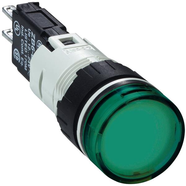 TELEMECANIQUE - controlelamp rond Ø16 - IP 65 - groen - ingebouwde LED - 24 V - kabelschoen