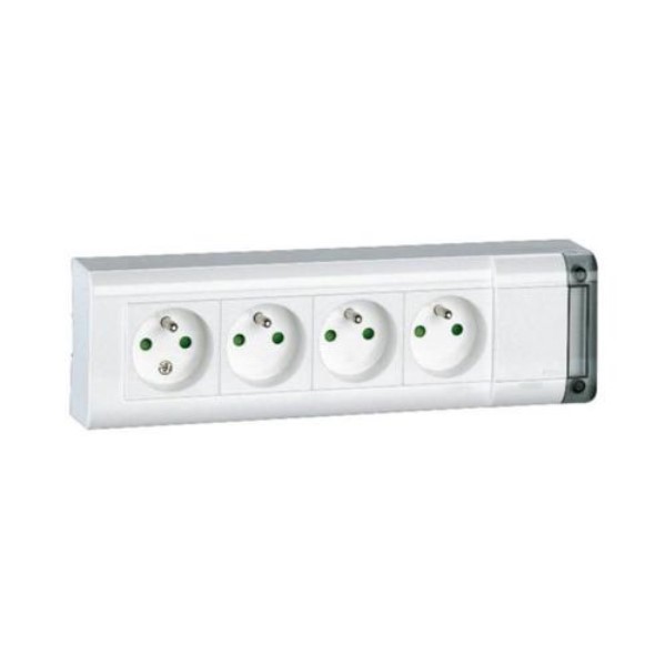 LEGRAND - Meervoudige contactdoos 4 x 2P+A 10/16A 230V wit zonder snoer