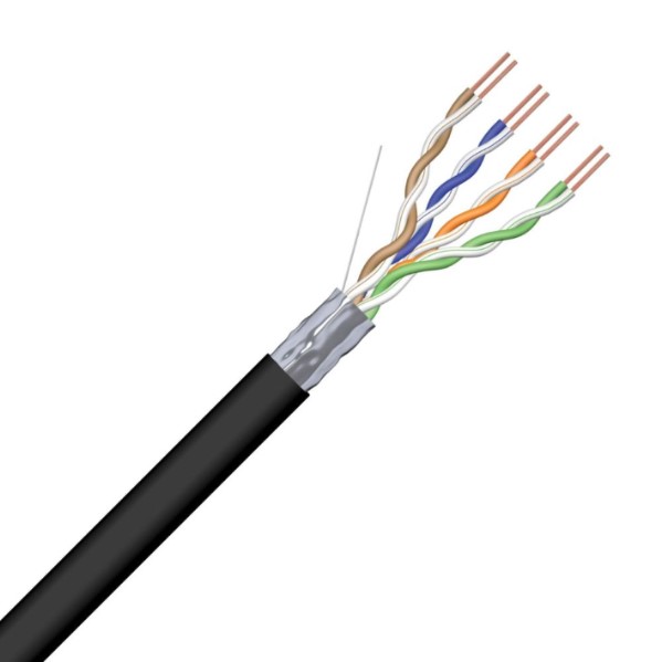 Data Kabels - Draka datakabel F/UTP CAT5e 4p AWG24 PE zwart bobijn 1000m UC300 S24 outdoor