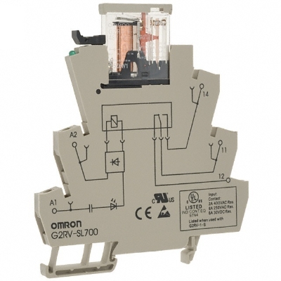OMRON - Relais étroit 6 mm avec 1 inverseur + socle 24 Vc.c., bornier à visser