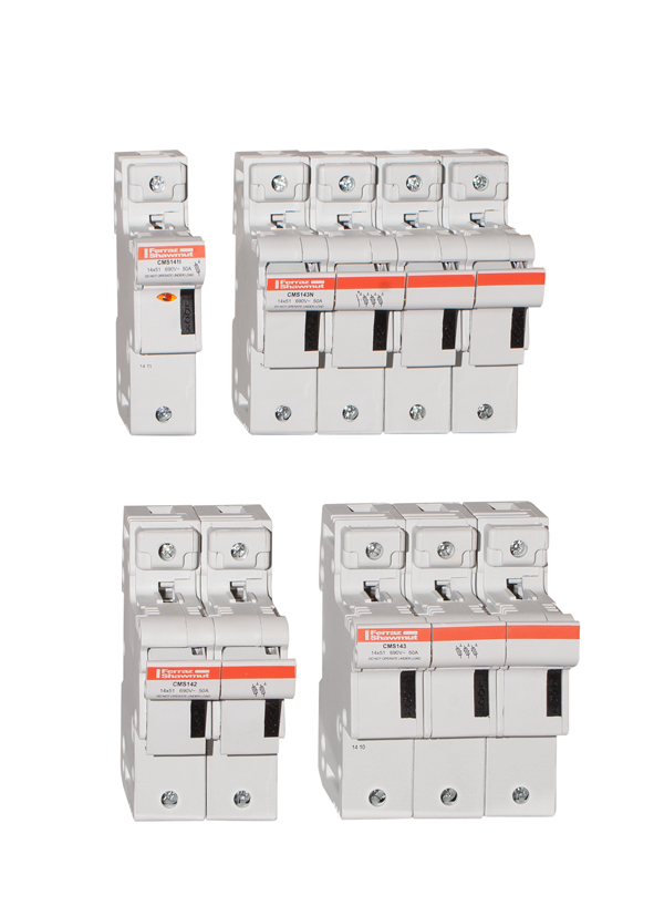Mersen - Porte-fusible Modulostar CMS14 1P avec microcontact + voyant lumineux