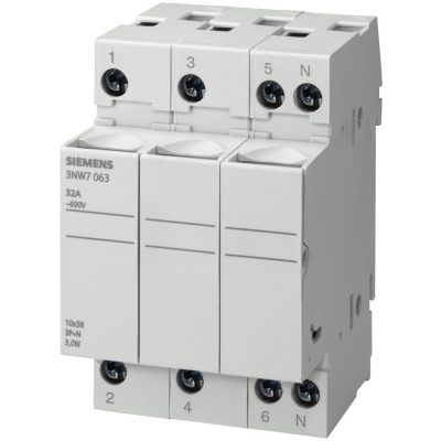 SIEMENS - Porte-fusible pour fusibles cylindriques 8x32mm 20A, 3P+N