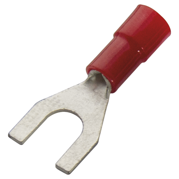 Haupa - Cosse à fourche DIN 46237 rouge isolée PVC 0,5-1,0mm² filetage M4