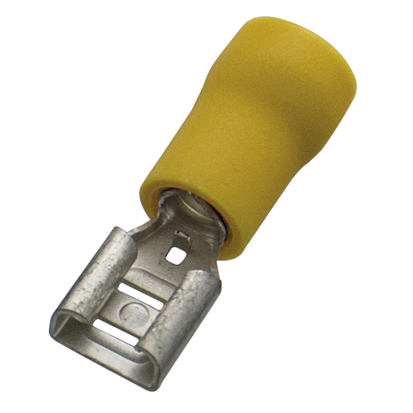 Haupa - Vlakstekerhuls, geïsoleerd PVC, 4-6mm², stift 6,3x0,8mm, geel