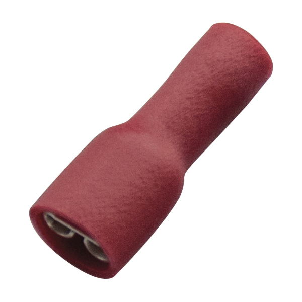 Haupa - Vlakstekerhuls, volledig geïsoleerd PVC, 0,5-1mm², stekker 6,3x0,8mm, rood