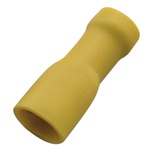 Haupa - Vlakstekerhuls, volledig geïsoleerd PVC, 4-6mm², stekker 6,3x0,8mm, geel