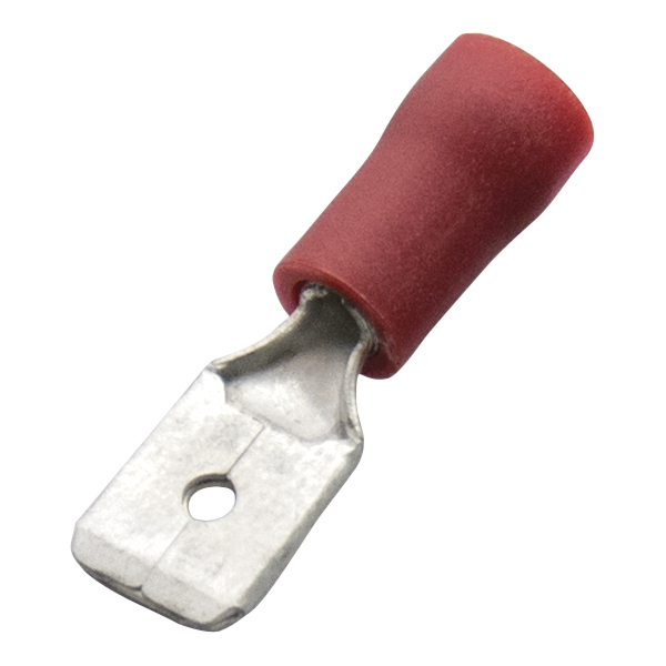 Haupa - Vlaksteker, geïsoleerd PVC, 0,5-1mm², stekker 6,3x0,8mm, rood