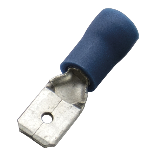 Haupa - Vlaksteker, geïsoleerd PVC, 1,5-2,5mm², stekker 6,3x0,8mm, blauw