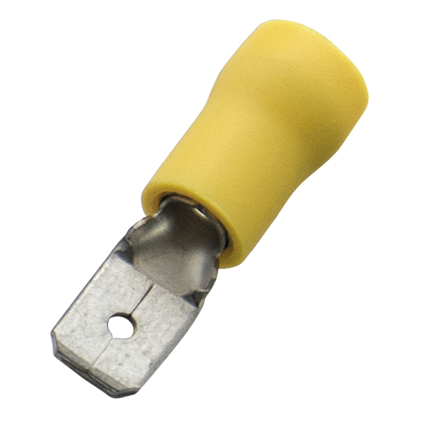 Haupa - Vlaksteker, geïsoleerd PVC, 4-6mm², stekker 6,3x0,8mm, geel