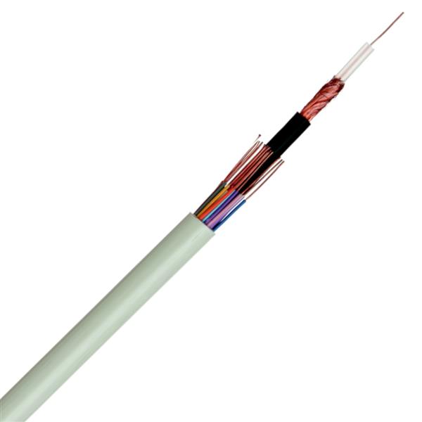 SPECIALE KABELS - Hybride kabel voor video: RG59 PVC zwart + 14X0 6mm² PVC grijs 10,9mm bobijn