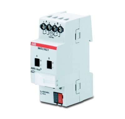 Busch Jaeger - Schakelaktor, KNX, 2-voudig, 16A, manuele bediening, Din-rail