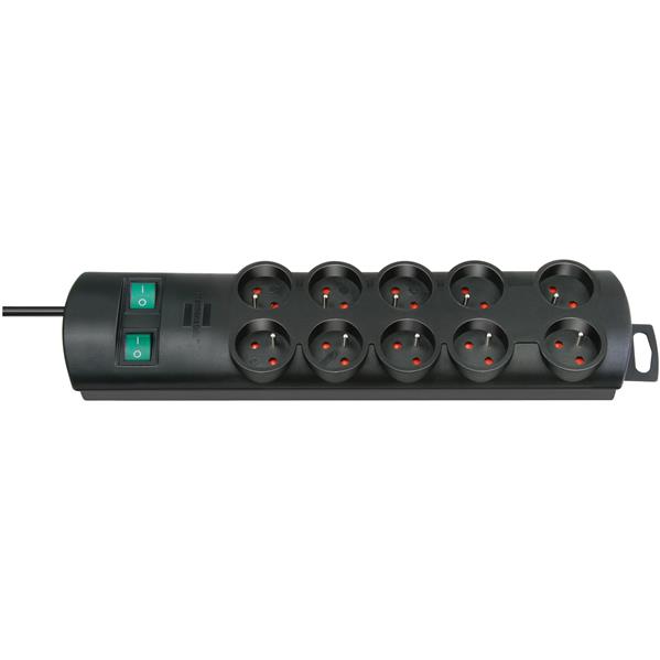 BRENNENSTUHL - Multiprises Primera Line, 10 prises conforme à Cebec, noir, câble d'alimentation