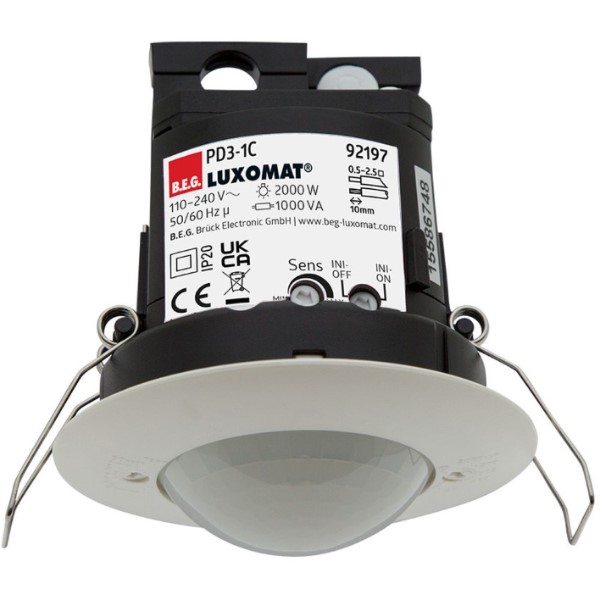 Luxomat - DÚtecteur de mouvement PD3, portÚe Ï10m, Ó programmer via potentiomÞtres, faux p