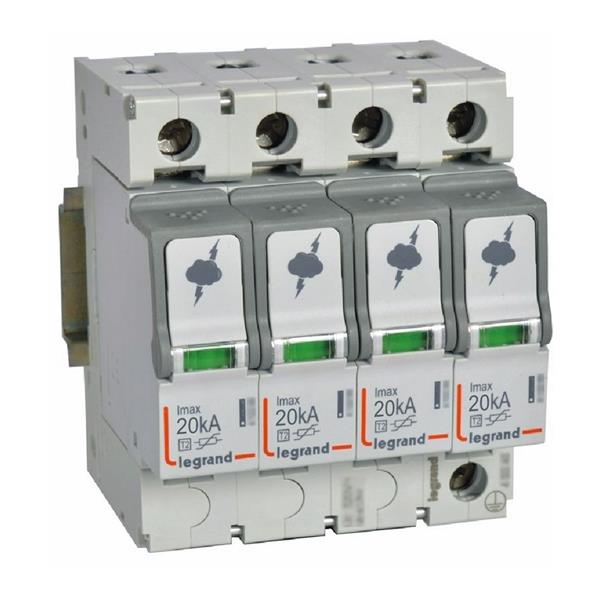 Parafoudre T2 - 4P - 20kA 1.2kV - Uc 320V - 4 Modules (412223) LEGRAND ...