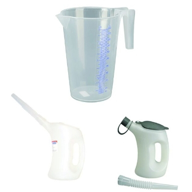 LUBRICANTS - Measure, Polyethylen, 5 l, white, transparent, w/ cover and flexspout w/ end-cap