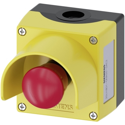 SIEMENS - Behuizing, 22mm, rond, kunststof, geel, 1 drukknop, kunststof, met beschermkraag