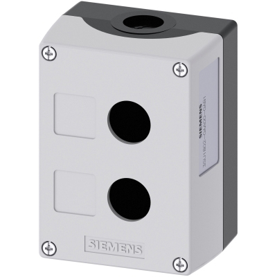 SIEMENS - Behuizing, 22mm, rond, kunststof, grijs, 2 drukknoppen, kunststof