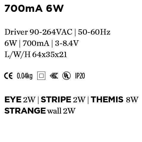 WEVER & DUCRE - DRIVER 700mA 6W 64x35x21