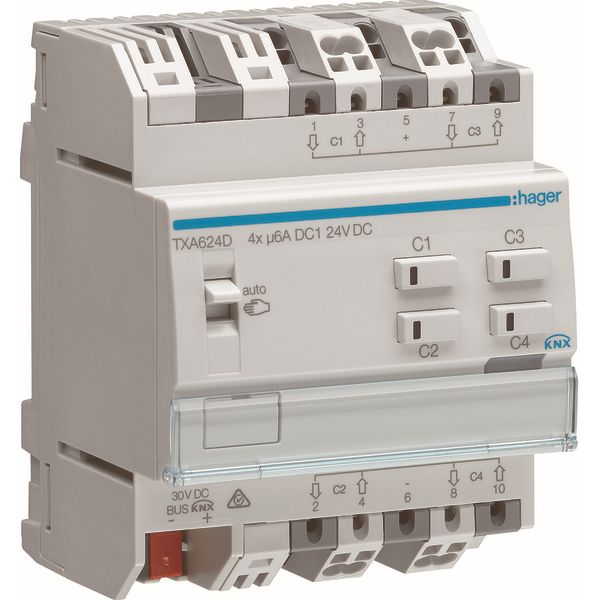 HAGER - Module 4 uitgangen rolluiken en jaloeziën 24V DC 6A / New Easy