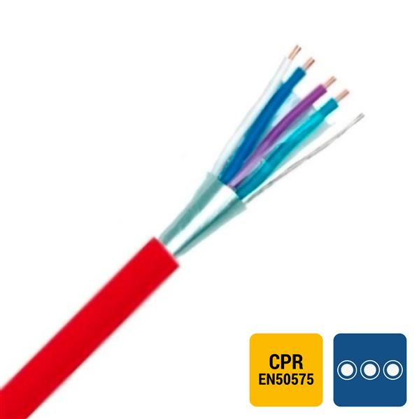 SPECIALE KABEL - TVVF telefonie PVC globaal afgeschermd binnen 150V Cca s3d2a3 rood 1X4X0,8mm