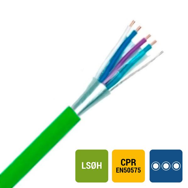 SPECIALE KABEL - TGGF telefonie LS0H globaal afgeschermd binnen 150V Cca s1d2a1 groen 1X4X0,8mm²