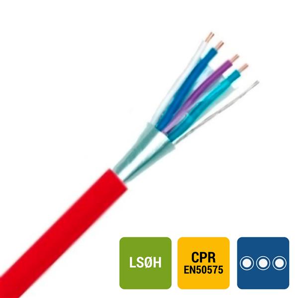 SPECIALE KABEL - TGGF telefonie LS0H globaal afgeschermd binnen 150V Cca s1d2a1 rood 1X4X0,8mm²